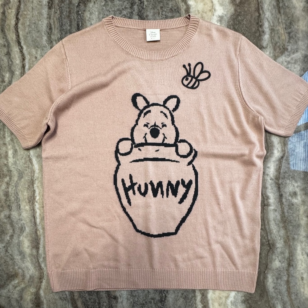 Pre-Owned Women Sz 16, UK 20 Pink Winnie The Pooh Hunny Short Sleeve Sweater- Tu